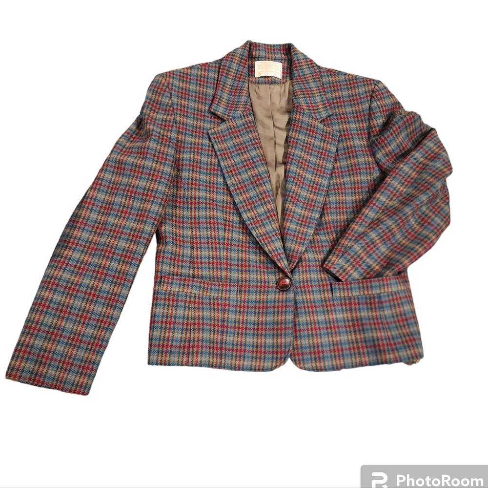 Pendleton Houndstooth Wool Blazer Size 8